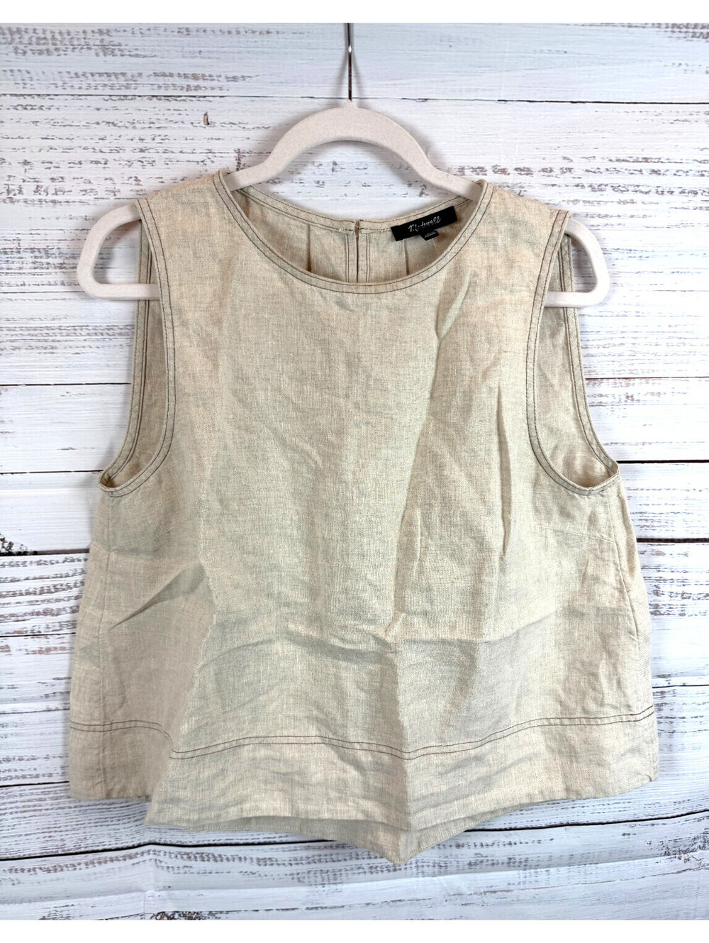 MADEWELL 100% linen natural beige sleeveless swing top size L NWT